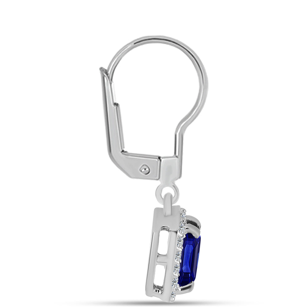 Silberohrringe mit australischem blauem Saphir und weißem Topas 2 