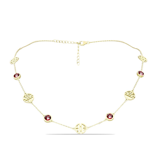 Goldplattierte Silberhalskette mit Barton Granat