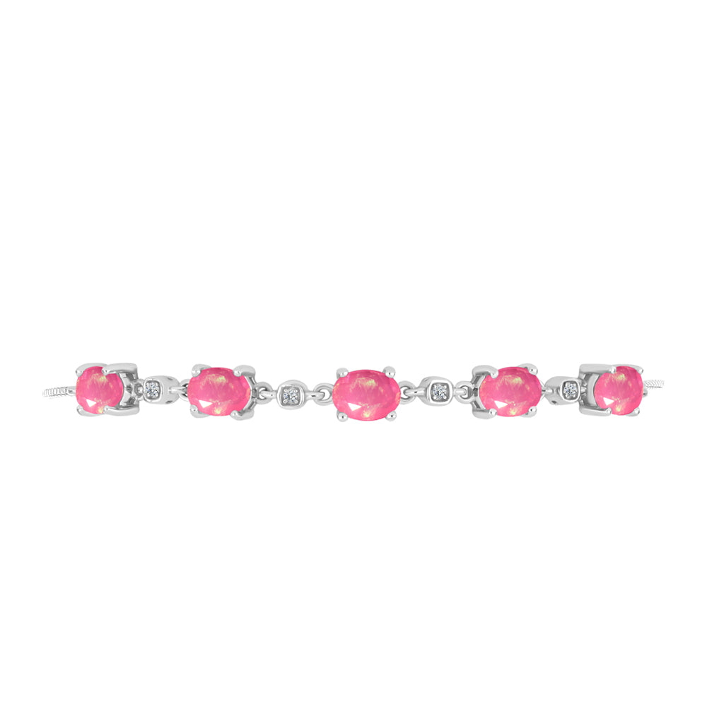 Silberarmband mit rosa Opal aus Lega Dembi und weißem Topas 2 