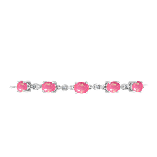 Silberarmband mit rosa Opal aus Lega Dembi und weißem Topas