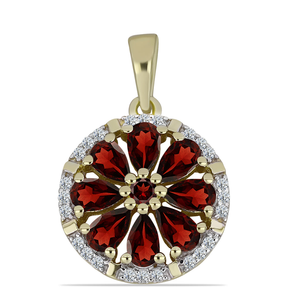 Goldplattierter Silberanhänger mit Barton Granat und weißem Topas