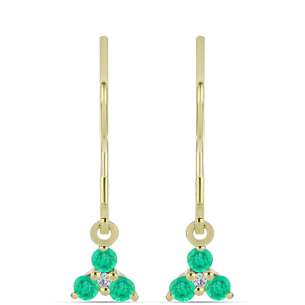 Goldplattierte Silberohrringe mit kolumbianischem Smaragd und weißem Diamant