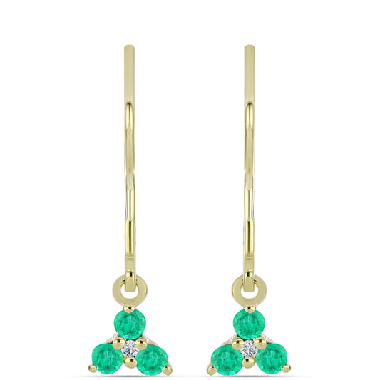 Goldplattierte Silberohrringe mit kolumbianischem Smaragd und weißem Diamant