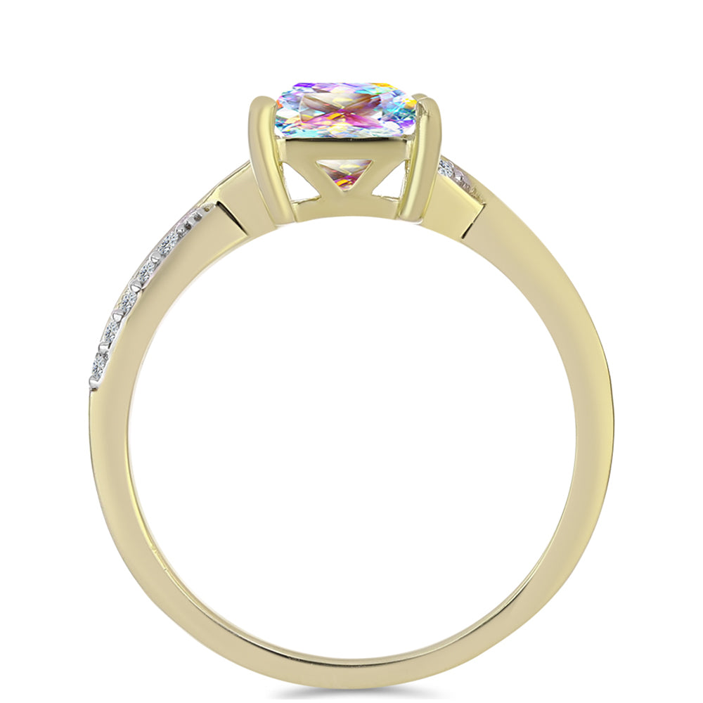 Goldplattierter Silberring mit Eis-Moissanit und weißem Topas 2 