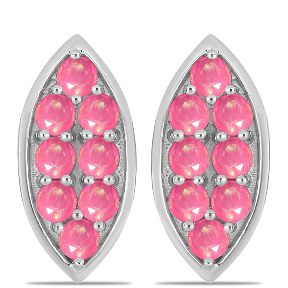 Silberohrringe mit rosa Opal aus Lega Dembi