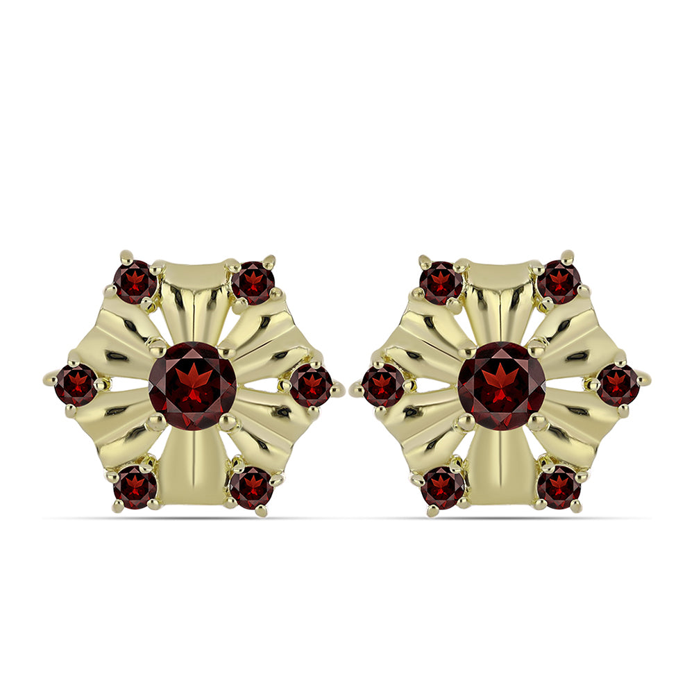 Goldplattierte Silberohrringe mit Barton Granat 1 