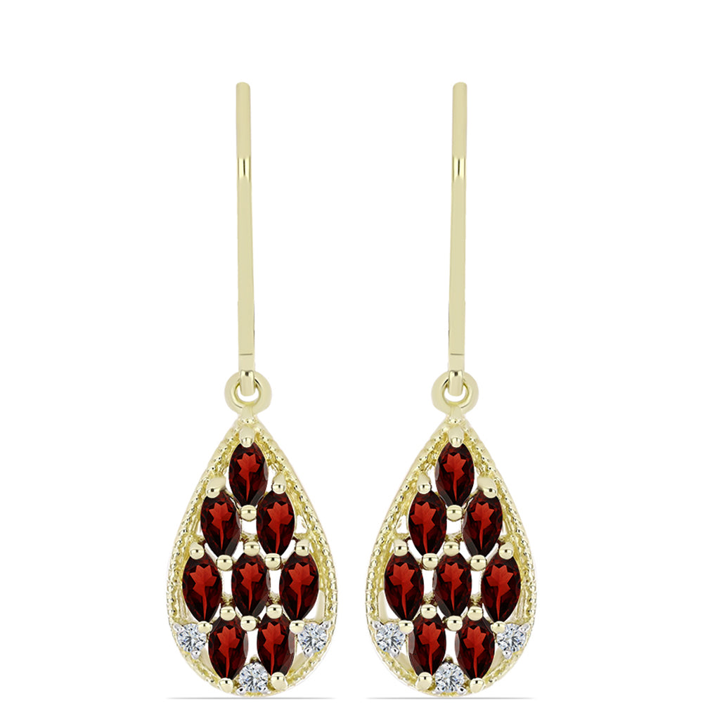 Goldplattierte Silberohrringe mit Barton Granat und weißem Topas
