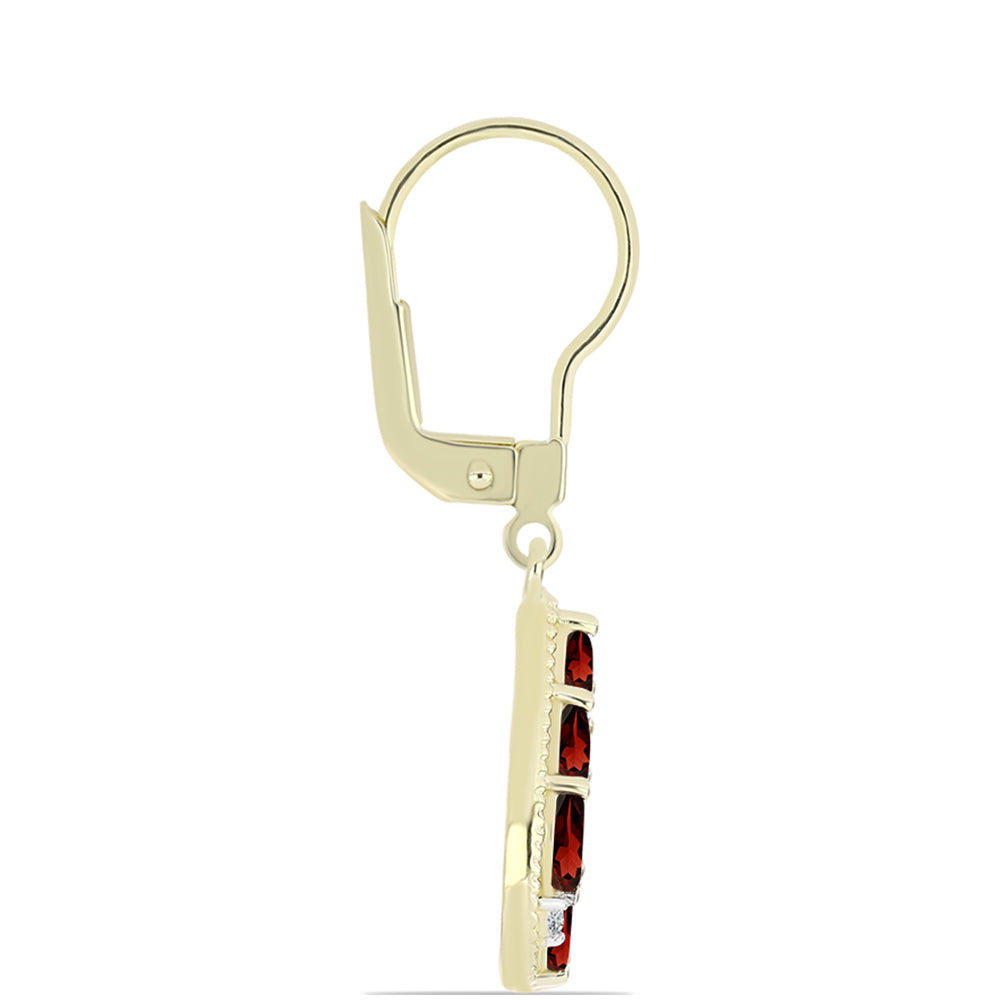 Goldplattierte Silberohrringe mit Barton Granat und weißem Topas