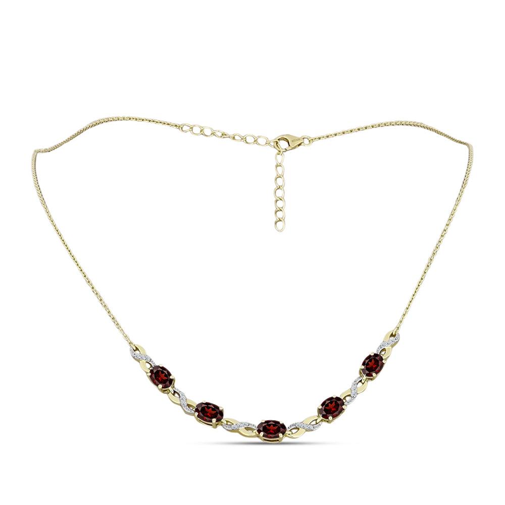Goldplattierte Silberhalskette mit Barton Granat und weißem Topas 1 
