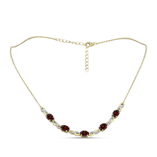 Goldplattierte Silberhalskette mit Barton Granat und weißem Topas