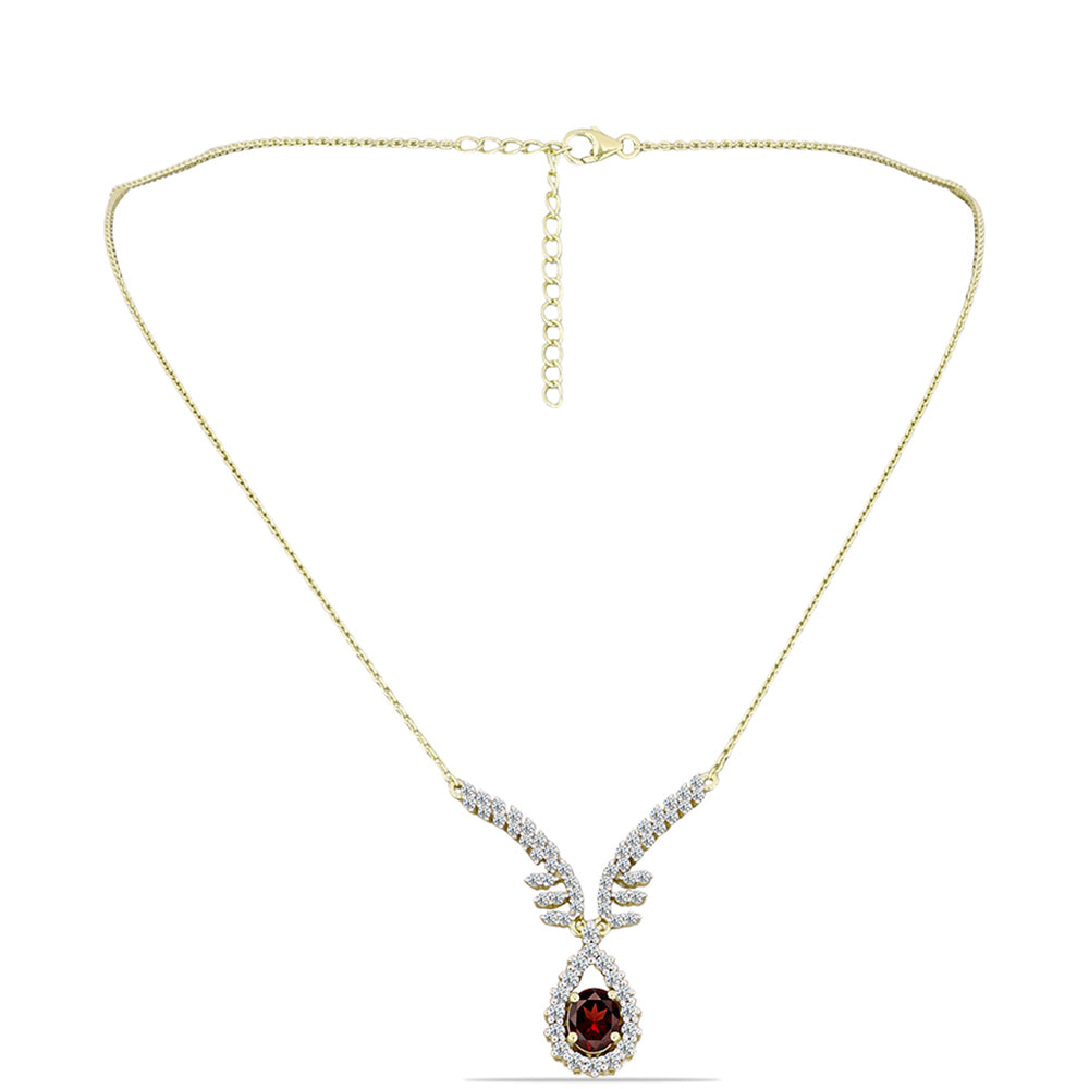 Goldplattierte Silberhalskette mit Barton Granat und weißem Topas 1 