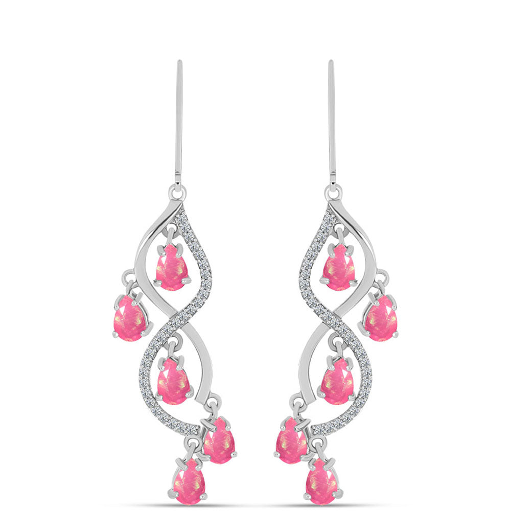 Silberohrringe mit rosa Opal aus Lega Dembi und weißem Topas 1 