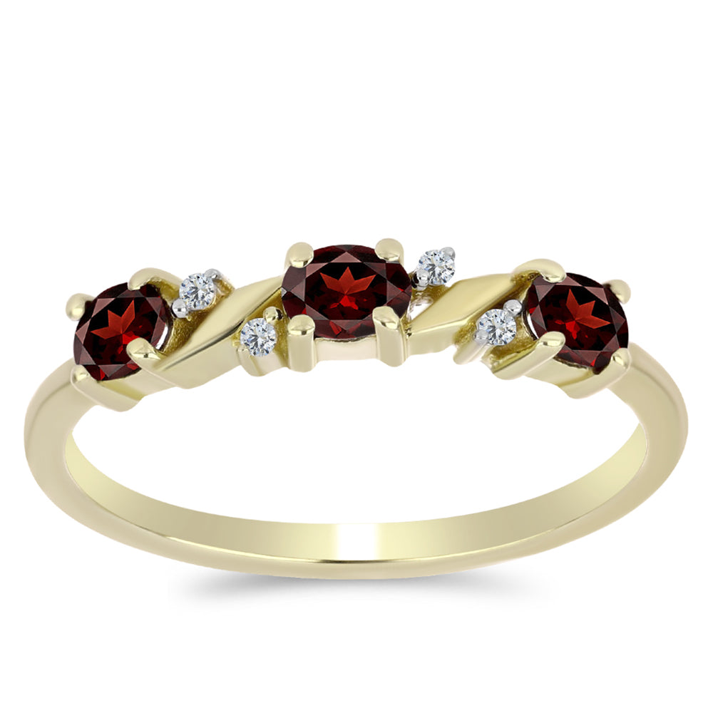 Goldplattierter Silberring mit Barton Granat und weißem Topas