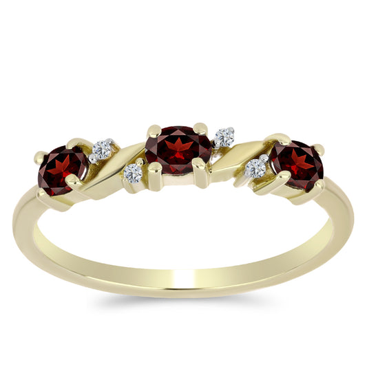 Goldplattierter Silberring mit Barton Granat und weißem Topas