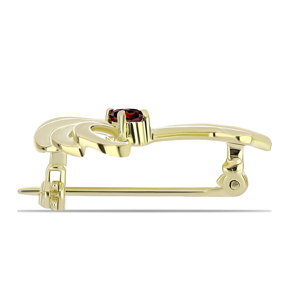 Goldplattierte Silberbrosche mit Barton Granat 2 