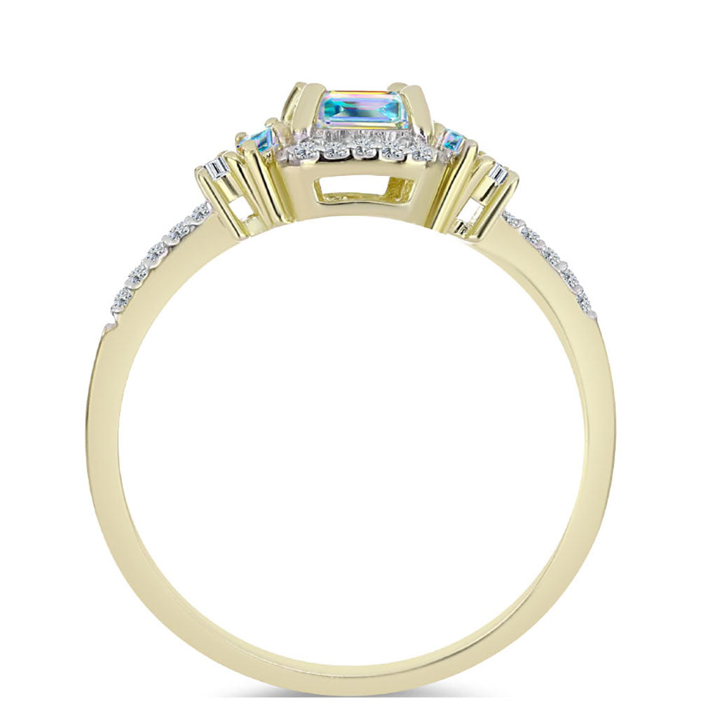 Goldplattierter Silberring mit Eis-Moissanit und weißem Zirkon