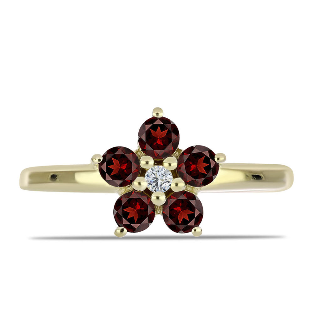 Goldplattierter Silberring mit Barton Granat und weißem Topas 1 