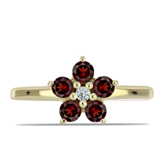 Goldplattierter Silberring mit Barton Granat und weißem Topas