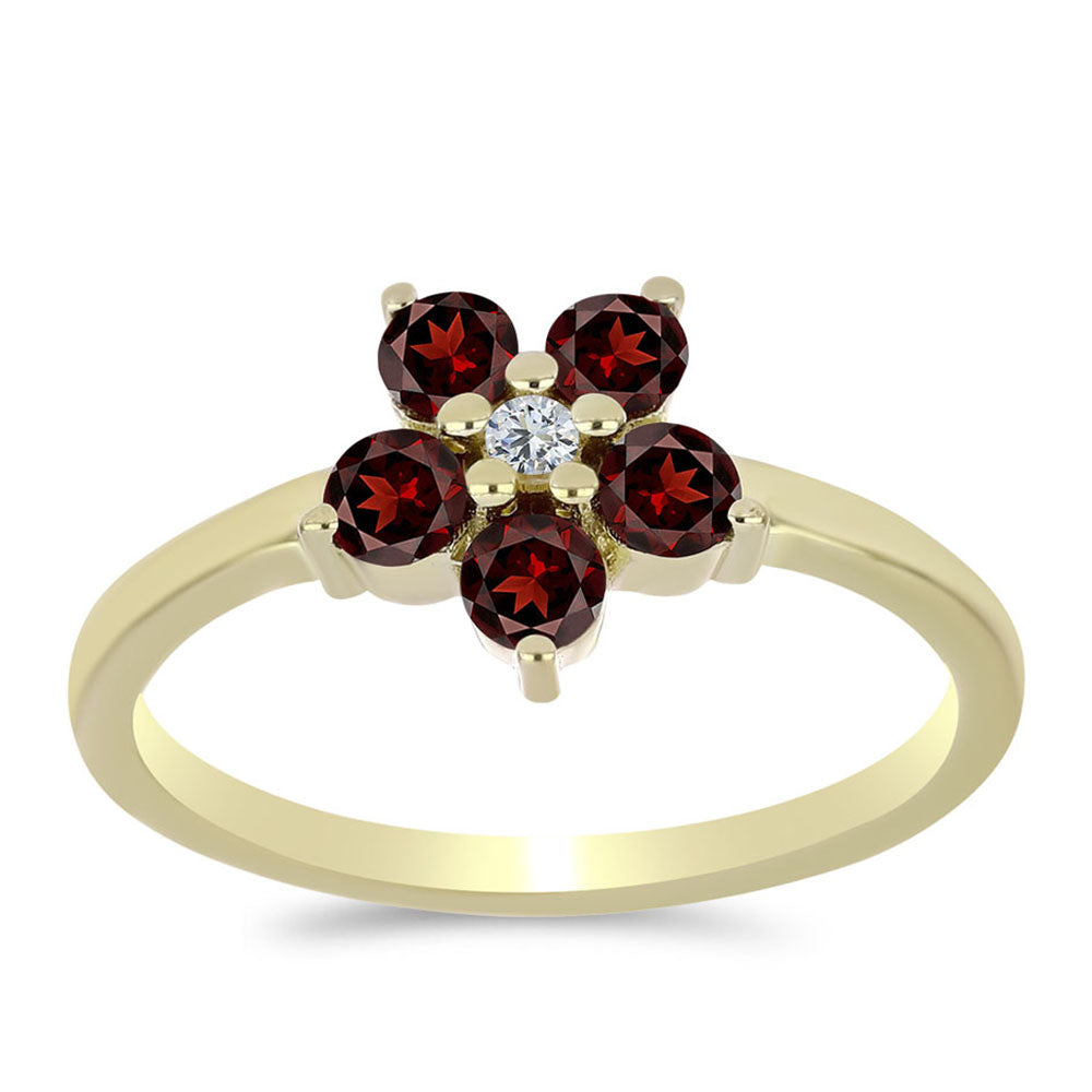 Goldplattierter Silberring mit Barton Granat und weißem Topas 3 