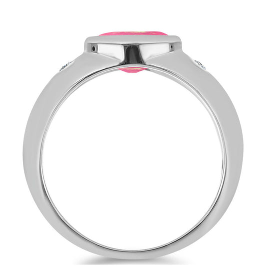 Silberring mit rosa Opal aus Lega Dembi und weißem Topas