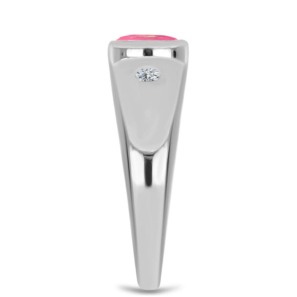 Silberring mit rosa Opal aus Lega Dembi und weißem Topas 4 