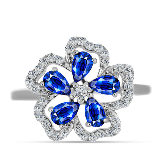 Silberring mit australischem blauem Saphir und weißem Topas