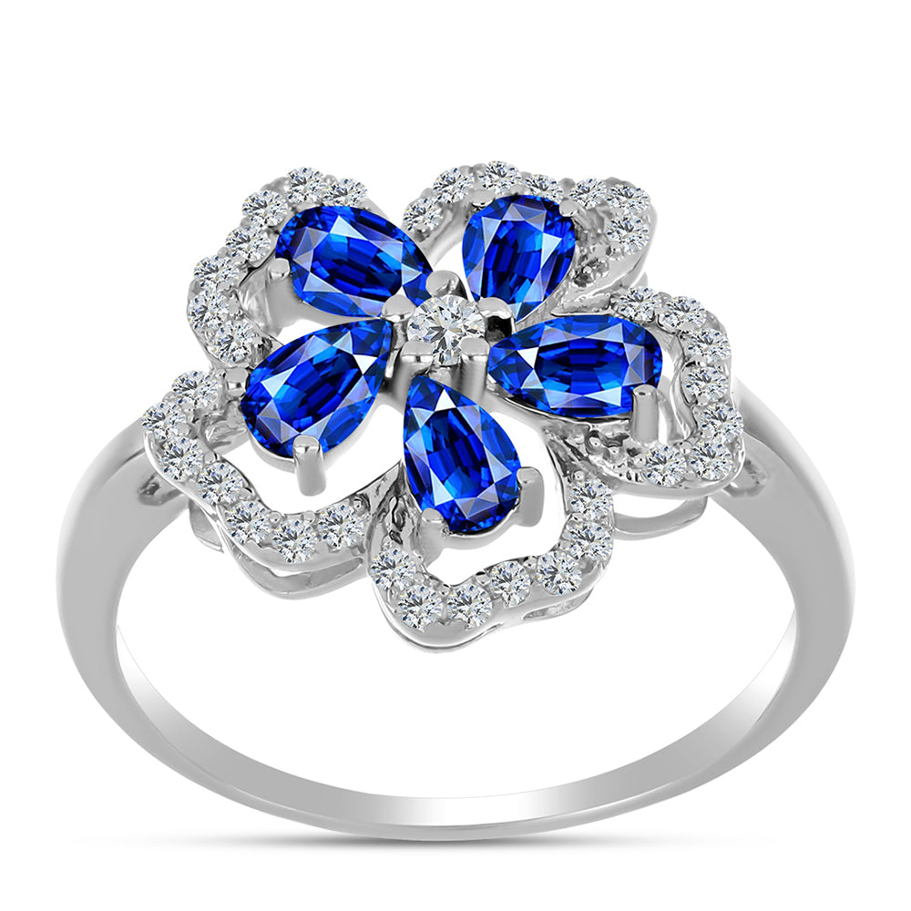 Silberring mit australischem blauem Saphir und weißem Topas