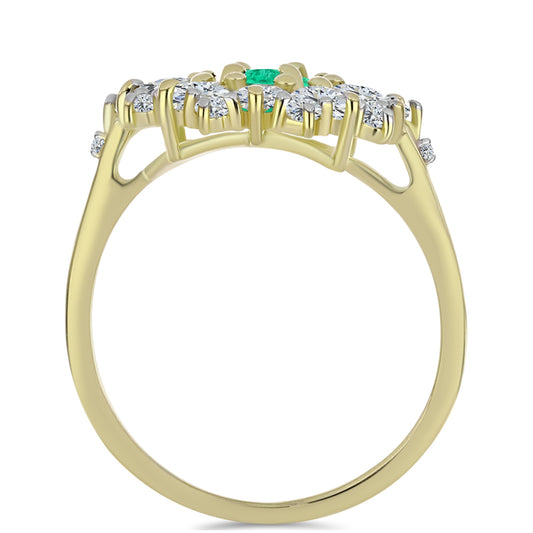 Goldplattierter Silberring mit kolumbianischem Smaragd und weißem Diamant