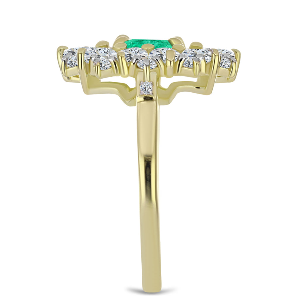 Goldplattierter Silberring mit kolumbianischem Smaragd und weißem Diamant 4 