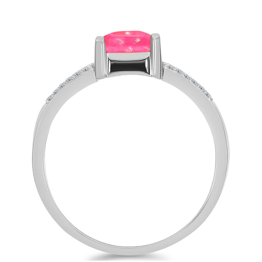 Silberring mit rosa Opal aus Lega Dembi und weißem Topas