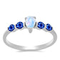 Silberring mit australischem blauem Saphir und Regenbogenmondstein