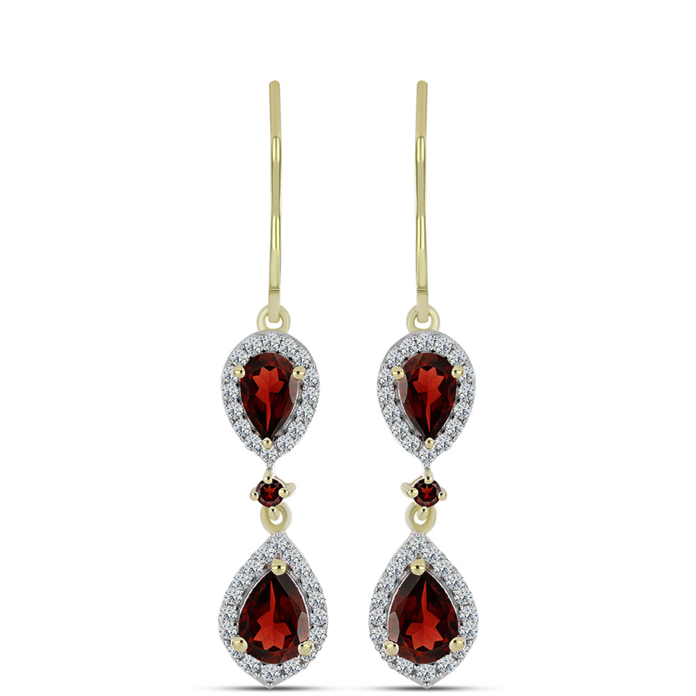 Goldplattierte Silberohrringe mit Barton Granat und weißem Topas 1 