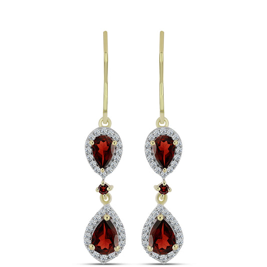 Goldplattierte Silberohrringe mit Barton Granat und weißem Topas