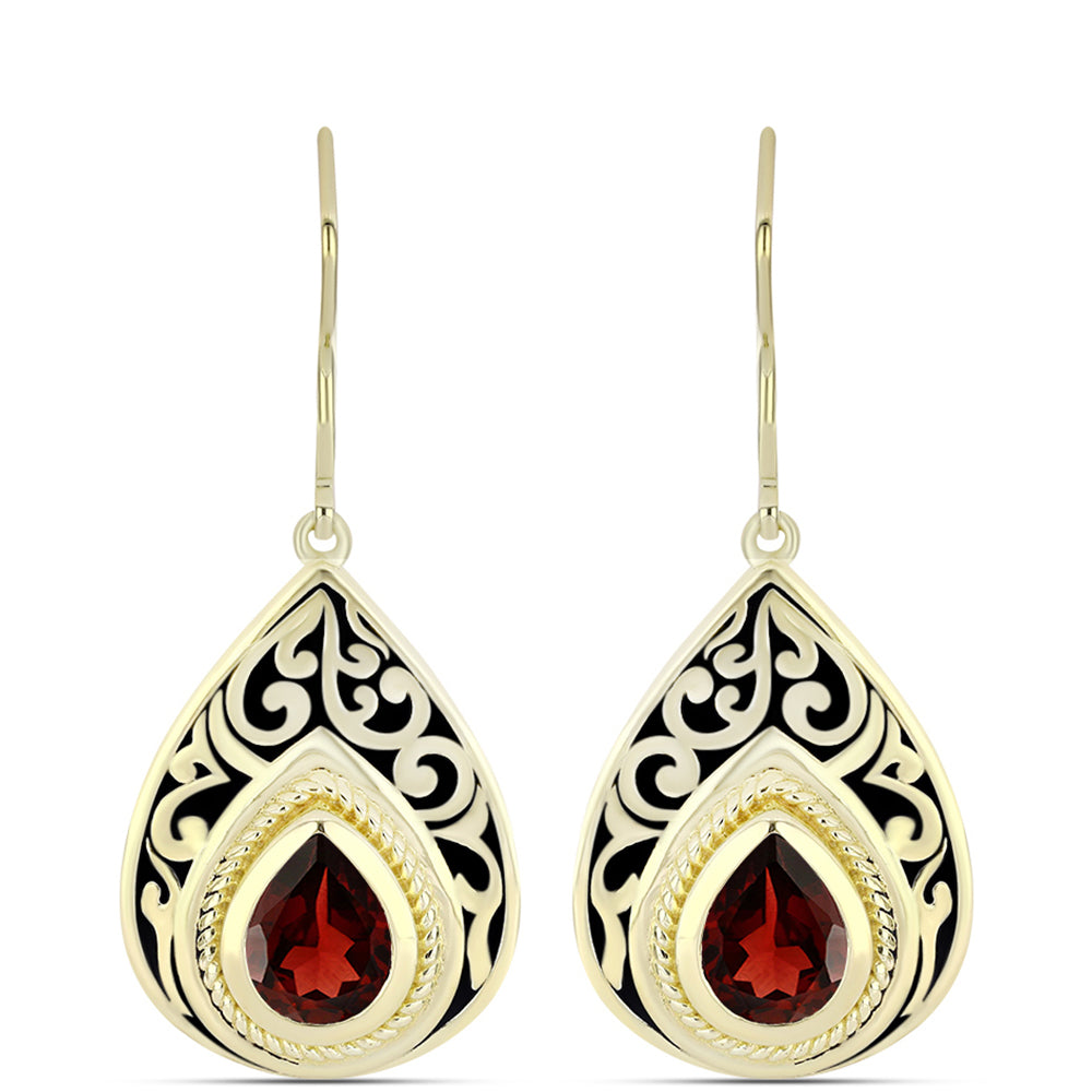 Goldplattierte Silberohrringe mit Barton Granat 1 