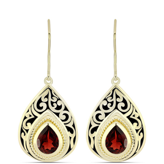 Goldplattierte Silberohrringe mit Barton Granat