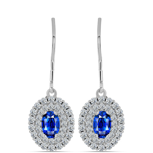 Silberohrringe mit australischem blauem Saphir und weißem Topas