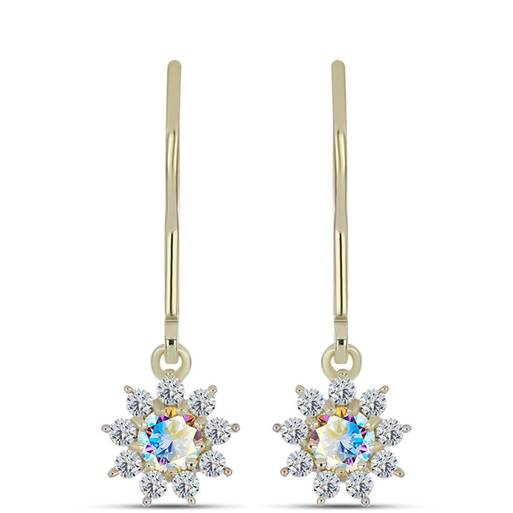 Goldplattierte Silberohrringe mit Eis-Moissanit und weißem Topas