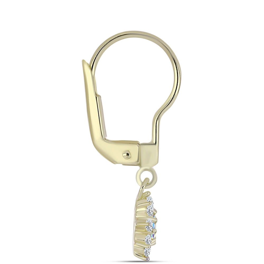 Goldplattierte Silberohrringe mit Eis-Moissanit und weißem Topas