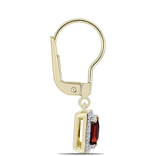 Goldplattierte Silberohrringe mit Barton Granat und weißem Topas