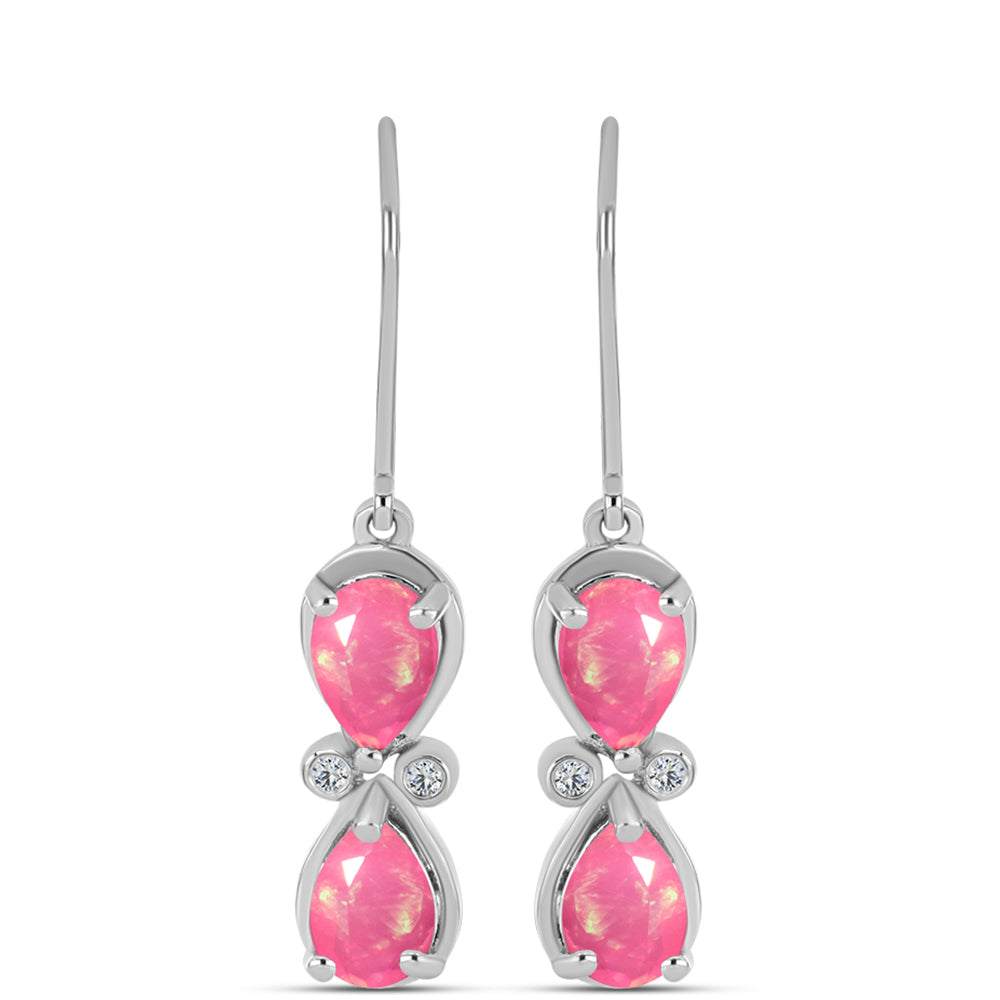Silberohrringe mit rosa Opal aus Lega Dembi und weißem Topas 1 