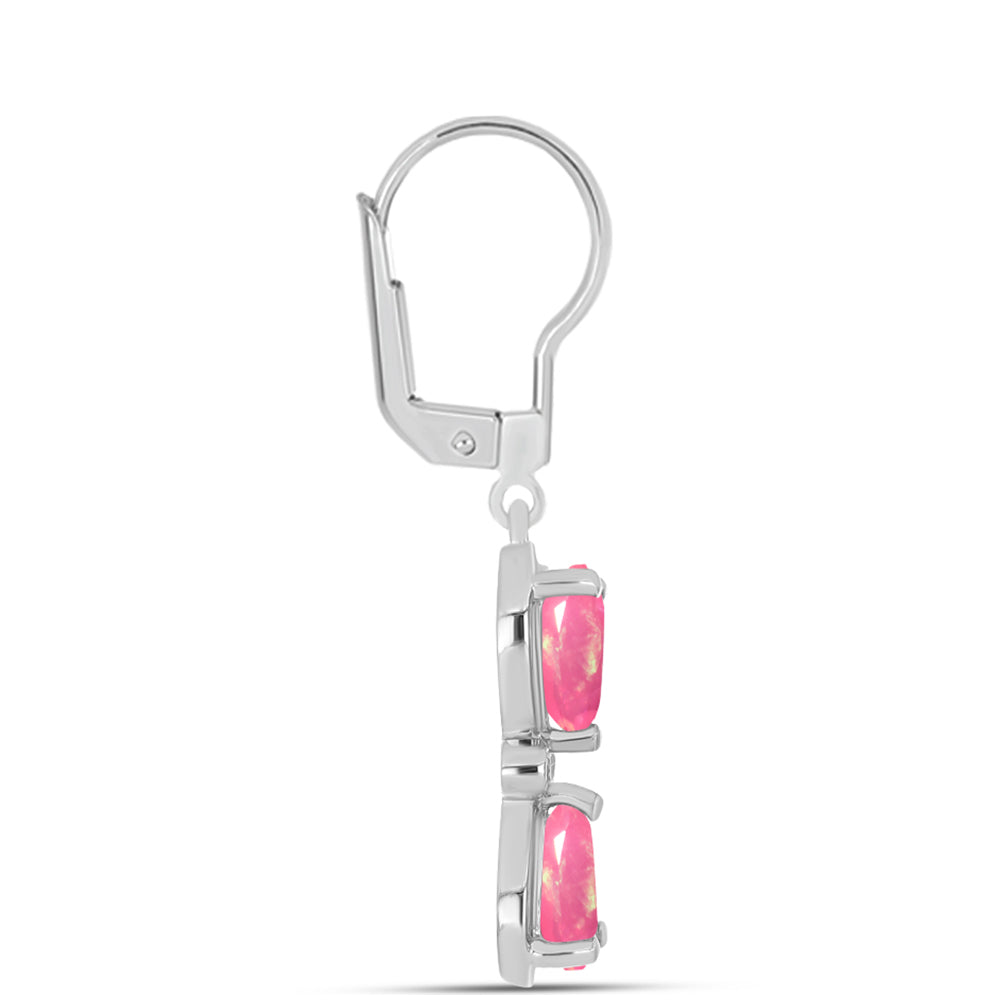 Silberohrringe mit rosa Opal aus Lega Dembi und weißem Topas 2 