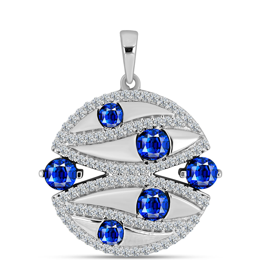 Silberanhänger mit australischem blauem Saphir und weißem Topas 1 