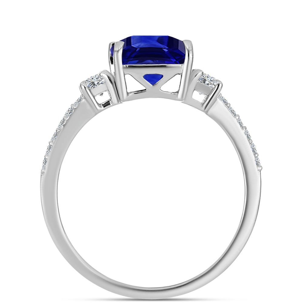 Silberring mit australischem blauem Saphir und weißem Topas 2 