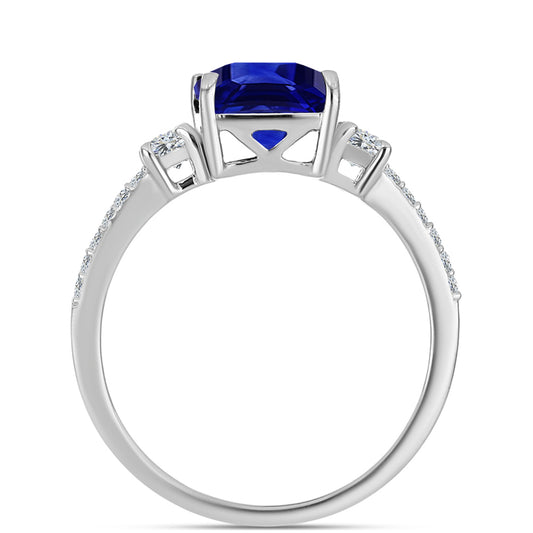 Silberring mit australischem blauem Saphir und weißem Topas