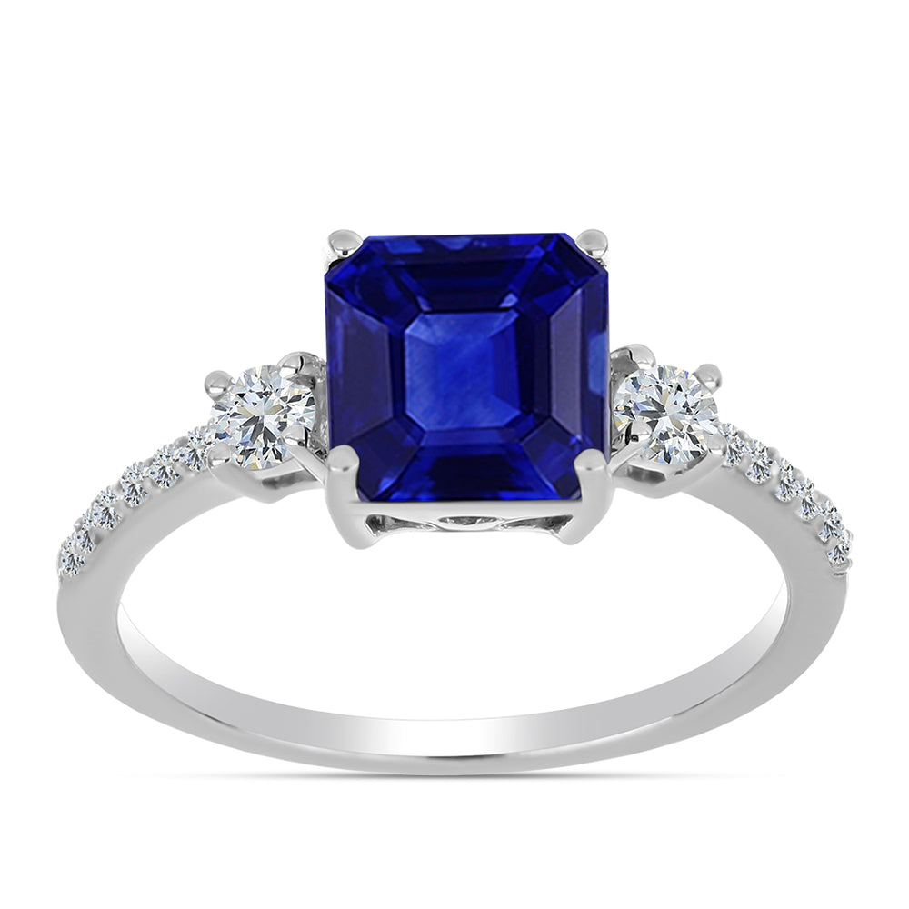 Silberring mit australischem blauem Saphir und weißem Topas 3 