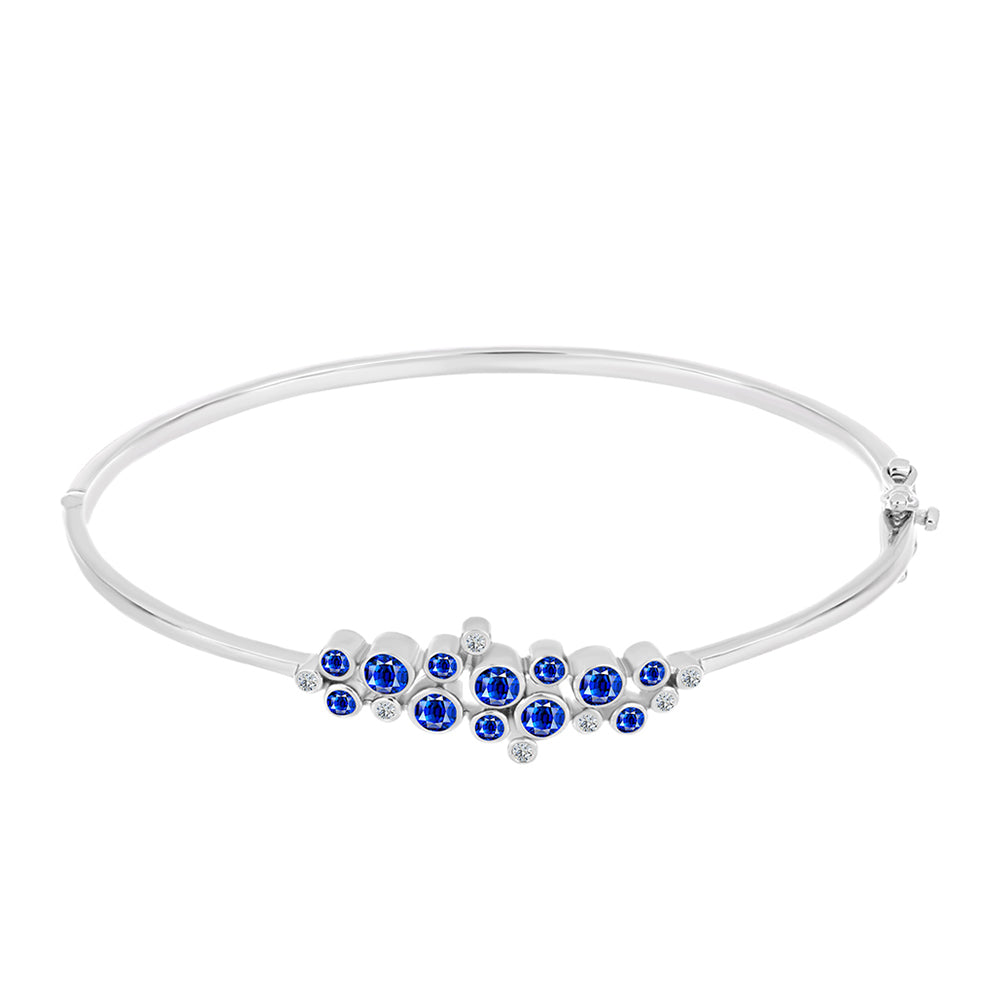 Silberarmreif mit australischem blauem Saphir und weißem Topas 1 