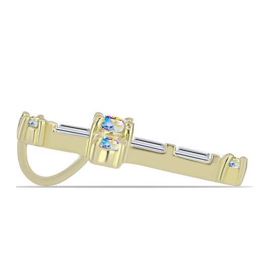 Goldplattierter Silberanhänger mit Eis-Moissanit und weißem Zirkon