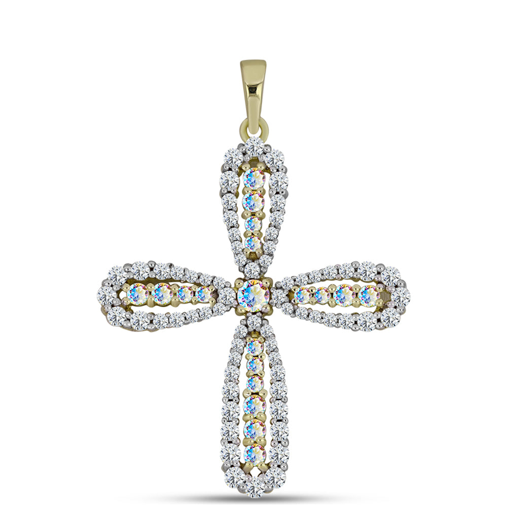 Goldplattierter Silberanhänger mit Eis-Moissanit und weißem Topas