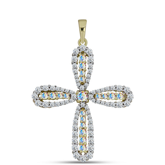 Goldplattierter Silberanhänger mit Eis-Moissanit und weißem Topas