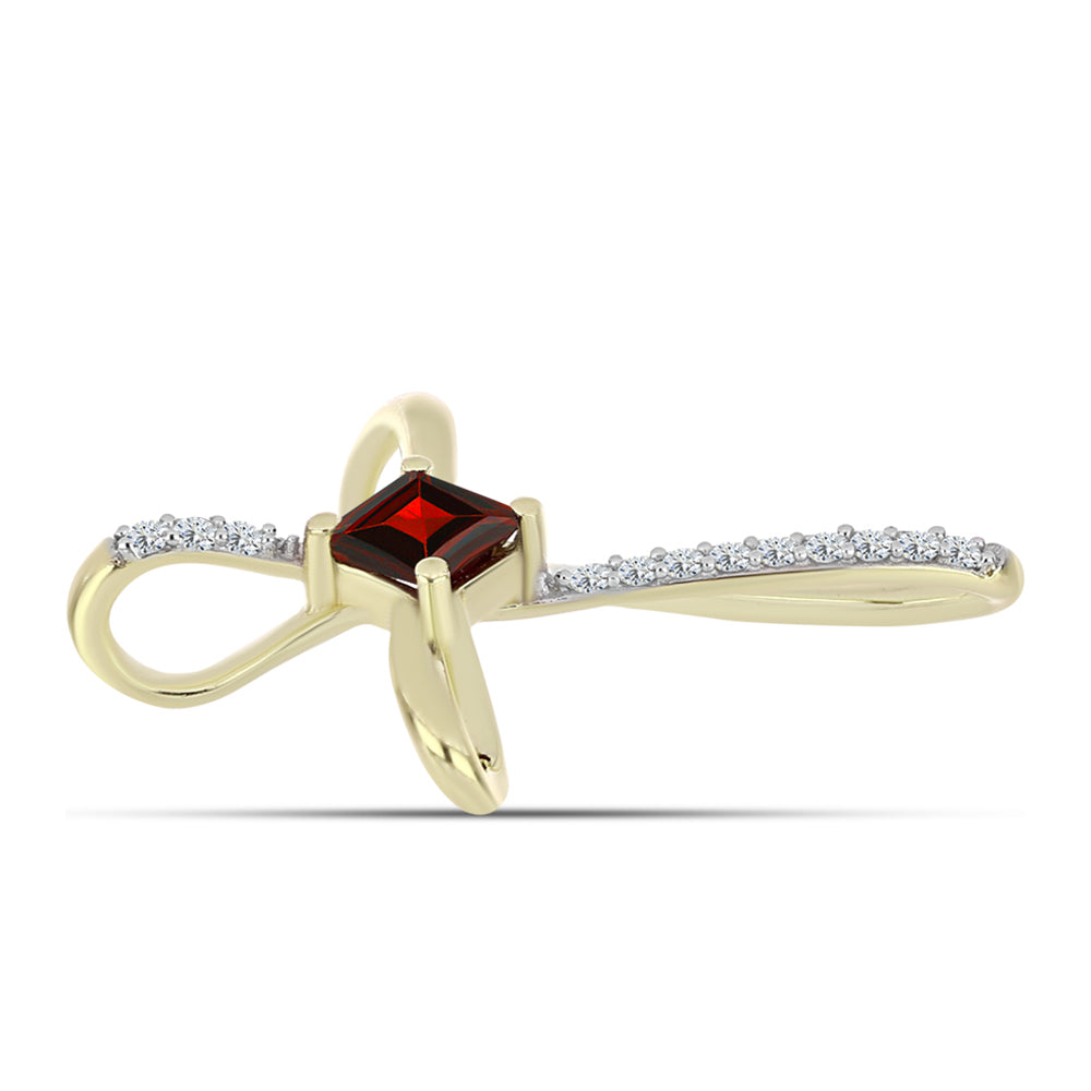 Goldplattierter Silberanhänger mit Barton Granat und weißem Topas 2 